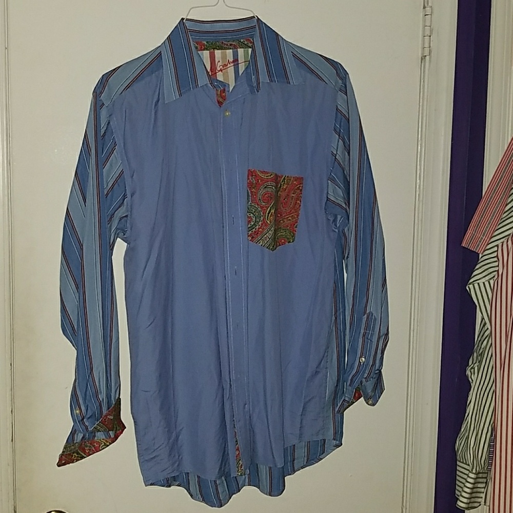 Embroidered flip cuff Robert Graham shirt